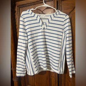 J. Jill Blue and White Striped Top